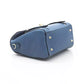 Elegant Blue Leather Shoulder Bag with Golden Accents