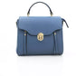 Elegant Blue Leather Shoulder Bag with Golden Accents