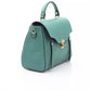 Elegant Green Leather Shoulder Bag with Golden Accents