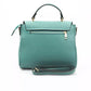 Elegant Green Leather Shoulder Bag with Golden Accents