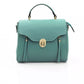 Elegant Green Leather Shoulder Bag with Golden Accents