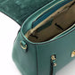 Elegant Green Leather Shoulder Bag with Golden Accents