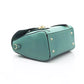 Elegant Green Leather Shoulder Bag with Golden Accents