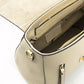 Elegant Beige Leather Shoulder Bag with Golden Accents