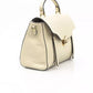 Elegant Beige Leather Shoulder Bag with Golden Accents