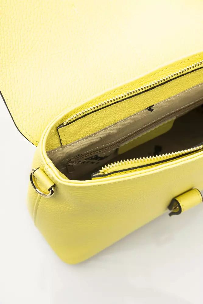 Golden Detail Yellow Leather Shoulder Bag