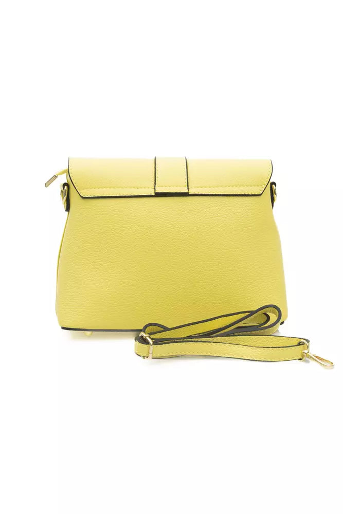 Golden Detail Yellow Leather Shoulder Bag