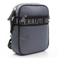 Chic Gray Nylon-Leather Messenger Handbag