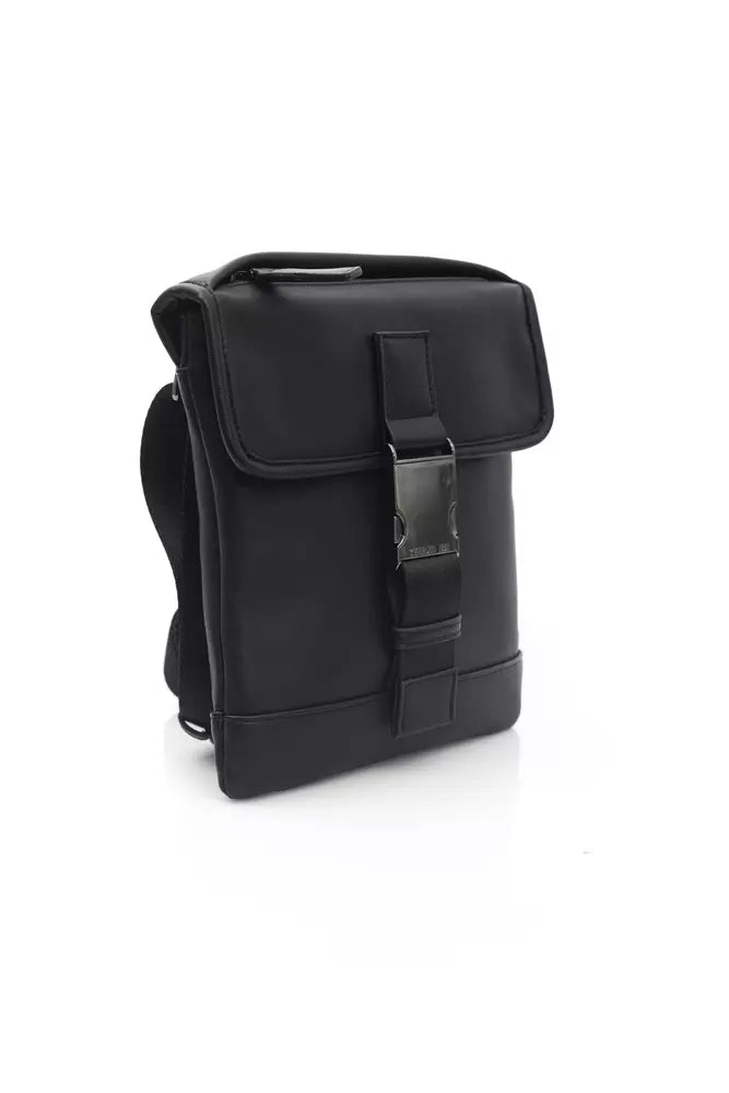 Elegant Black Messenger Bag with Metal Clasp