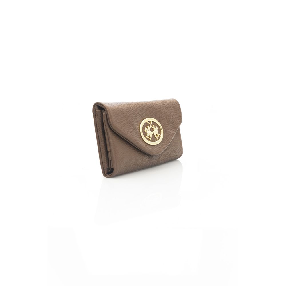 Elegant Brown Leather Wallet with Flap Closure