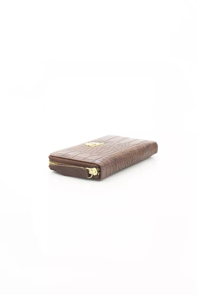 Elegant Brown Leather Zip Wallet