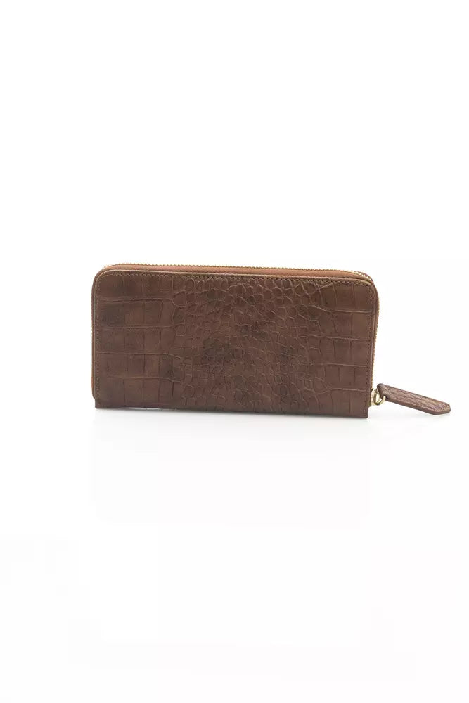 Elegant Brown Leather Zip Wallet