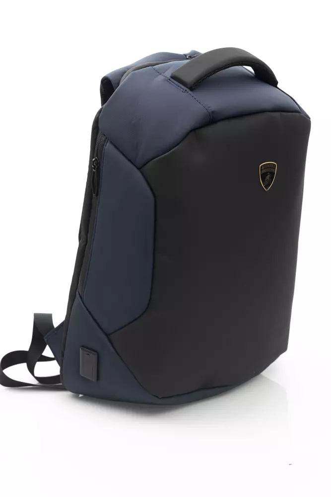 Sleek Blue Backpack with Signature Logo Detail