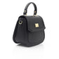 Elegant Black Leather Shoulder Bag with Golden Accents