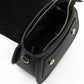 Elegant Black Leather Shoulder Bag with Golden Accents