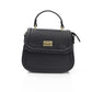 Elegant Black Leather Shoulder Bag with Golden Accents
