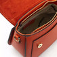 Elegant Red Leather Shoulder Bag with Golden Accents