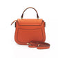 Elegant Red Leather Shoulder Bag with Golden Accents