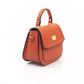 Elegant Red Leather Shoulder Bag with Golden Accents