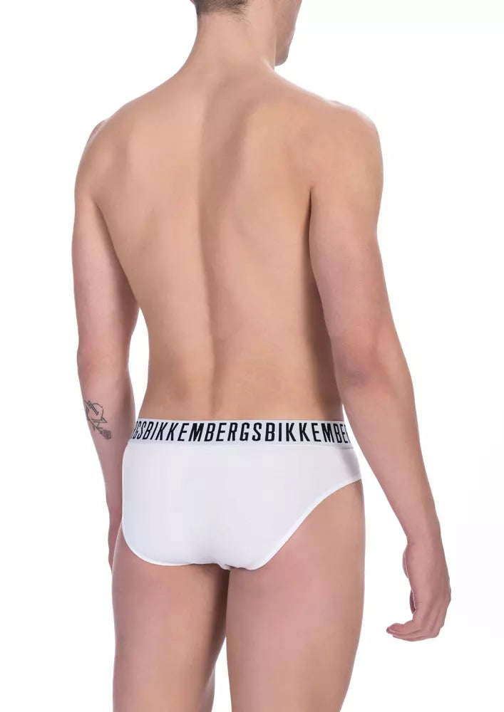 Chic White Cotton Blend Briefs Bi-Pack