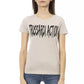 Elegant Beige Short Sleeve Round Neck Tee