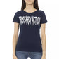 Elegant Blue Short Sleeve Tee with Chic Print