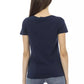 Elegant Blue Short Sleeve Tee with Chic Print