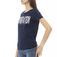 Elegant Blue Short Sleeve Tee with Chic Print