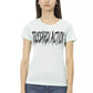 Elegant Light Blue Tee with Chic Front Print