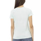 Elegant Light Blue Tee with Chic Front Print