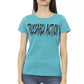 Chic Light Blue Short Sleeve Tee with Front Print