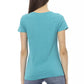Chic Light Blue Short Sleeve Tee with Front Print