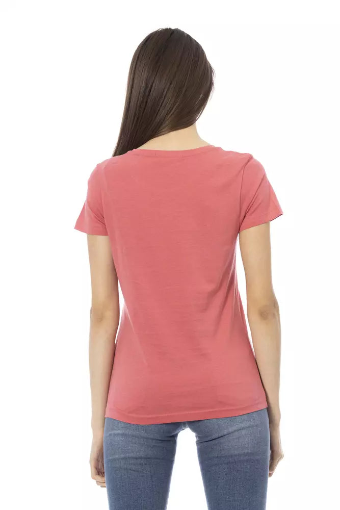 Elegant Pink Short Sleeve Tee with Chic Print