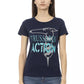 Elegant Blue Print Tee with Short Sleeves