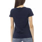 Elegant Blue Print Tee with Short Sleeves