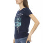 Elegant Blue Print Tee with Short Sleeves