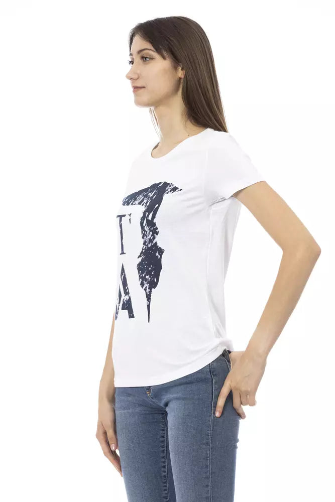 Chic White Tee with Elegant Front Print