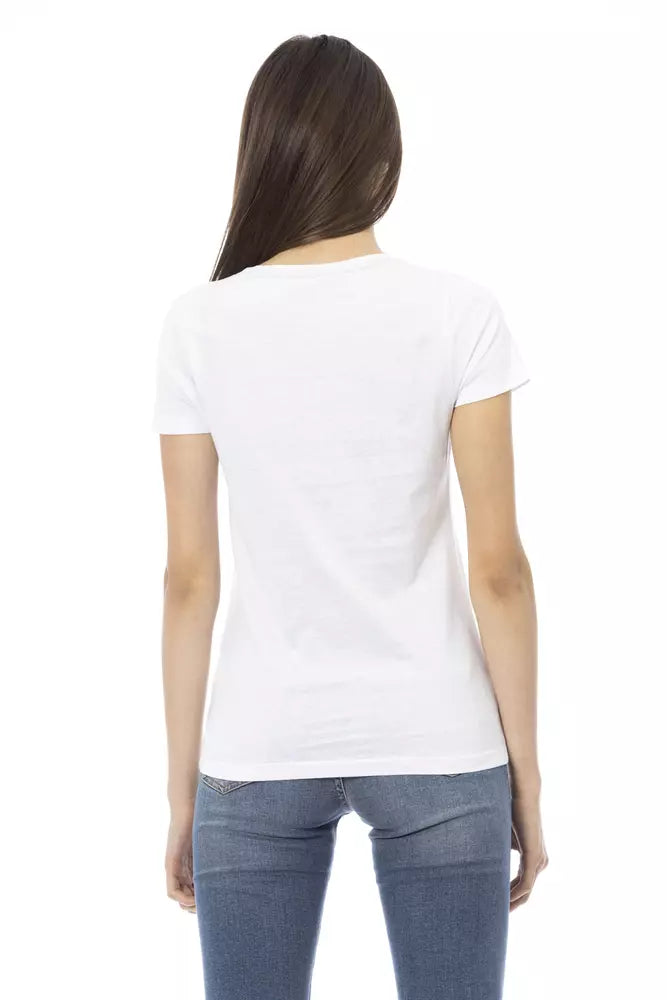 Chic White Tee with Elegant Front Print