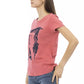 Chic Pink Cotton-Blend Tee with Elegant Print