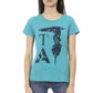 Elegant Light Blue Tee with Chic Front Print