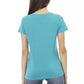 Elegant Light Blue Tee with Chic Front Print