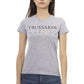 Chic Gray Round Neck Tee with Front Print