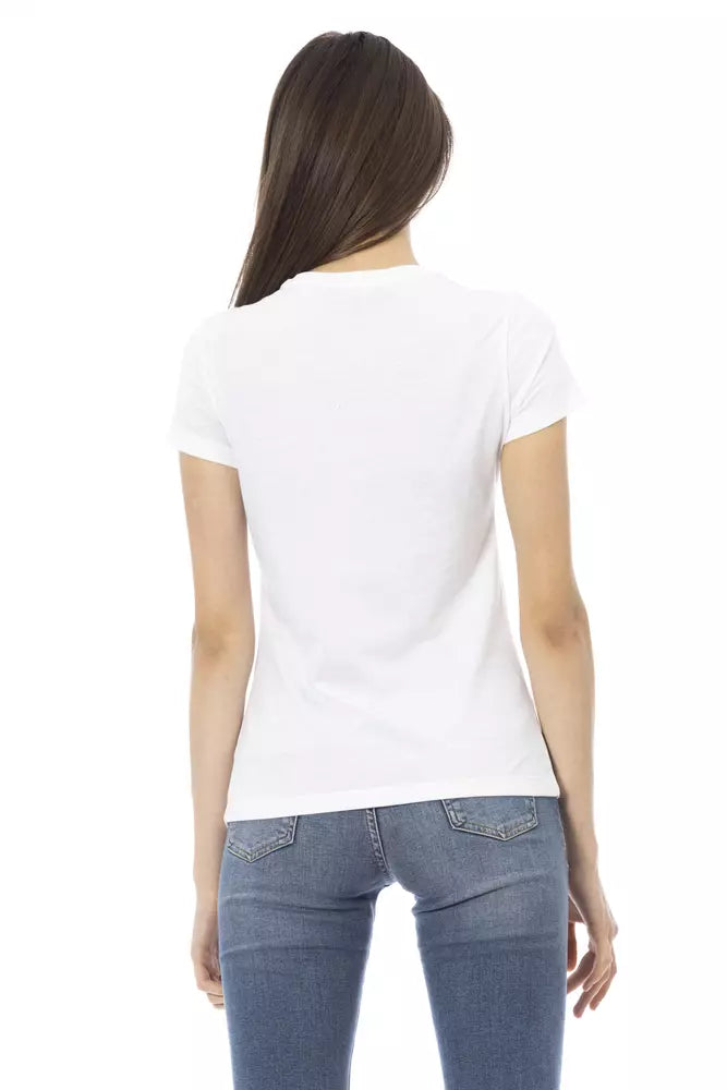 Chic White Tee with Artistic Front Print