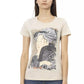 Beige Cotton Blend Casual Tee
