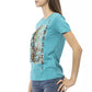 Chic Light Blue Casual Tee with Unique Print