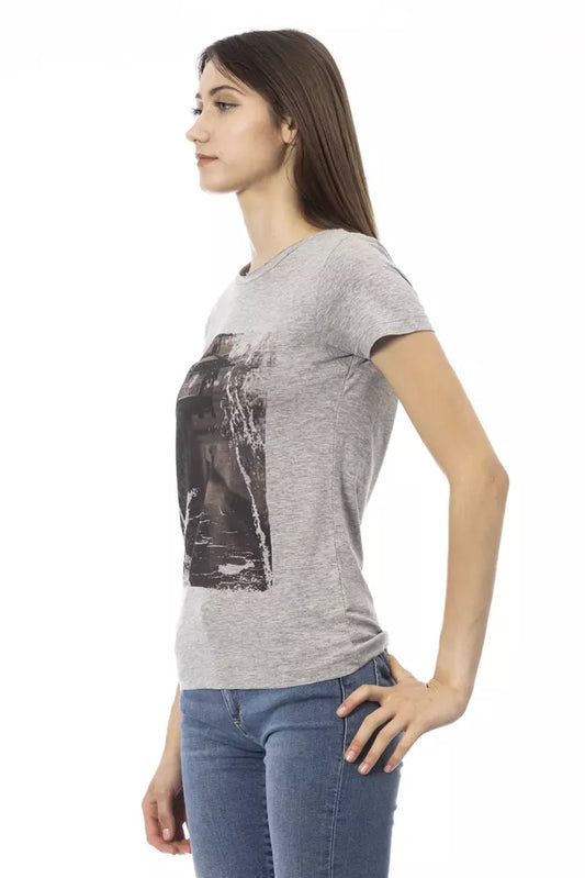 Chic Gray Short Sleeve Round Neck T-Shirt