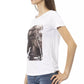 Chic White Cotton Blend Tee with Front Print