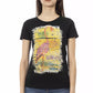 Chic Black Round Neck Tee with Front Print