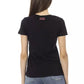 Chic Black Round Neck Tee with Front Print