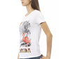 Elegant White Short Sleeve Tee with Chic Print